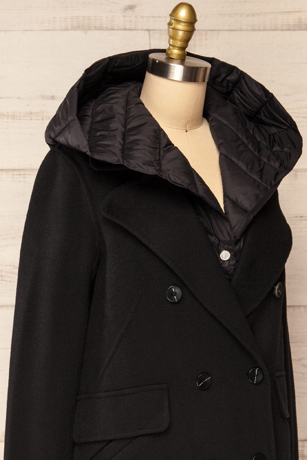 Violan 3-in-1 Wool Coat with Hood | La Petite Garçonne side close-up