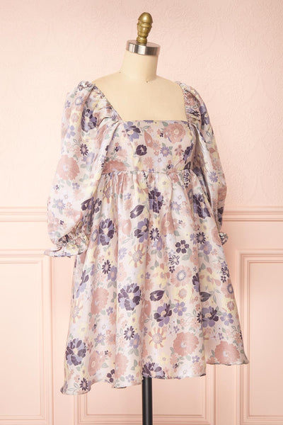 Violette Short Floral Dress w/ Puff Sleeves | Boutique 1861 side view