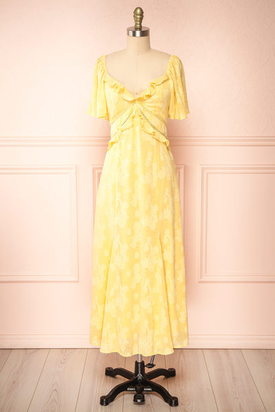 Viracocha Floral Yellow Midi Dress | Boutique 1861 front view