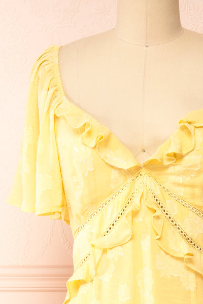 Viracocha Floral Yellow Midi Dress | Boutique 1861 front close-up