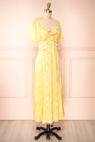 Viracocha Floral Yellow Midi Dress | Boutique 1861  side view
