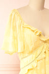 Viracocha Floral Yellow Midi Dress | Boutique 1861 side close-up