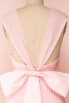 Viridiana Light Pink Pleated Maxi Prom Dress | Boutique 1861 back close-up