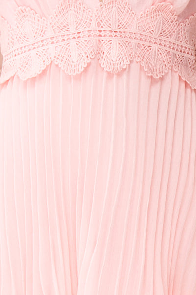 Viridiana Light Pink Pleated Maxi Prom Dress | Boutique 1861 fabric details