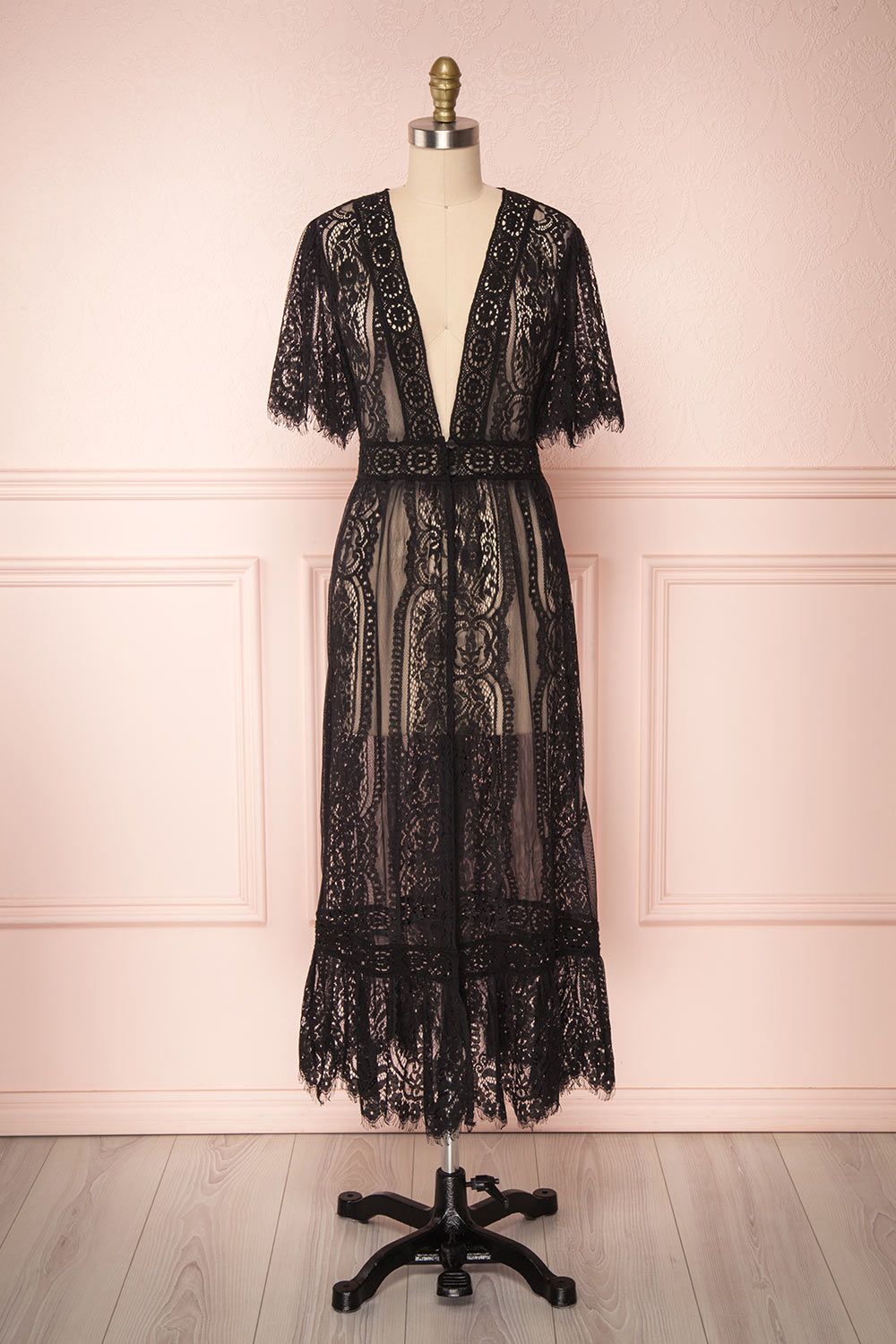 Virrey Black Lace Long Kimono | Boutique 1861
