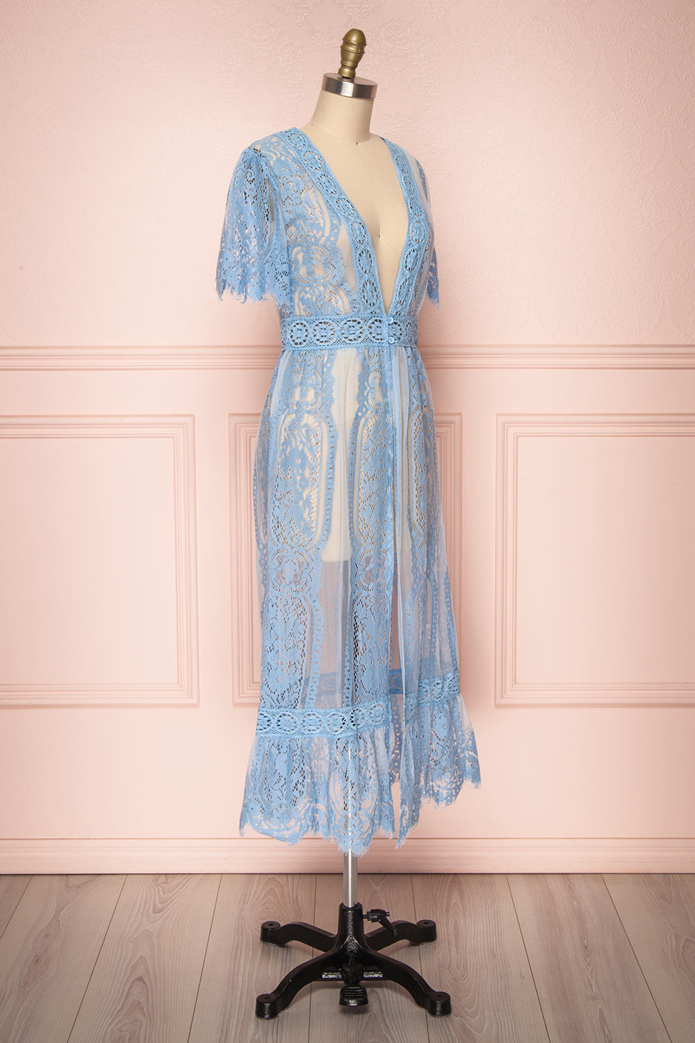 Virrey Blue Lace Long Kimono | Boutique 1861 side view