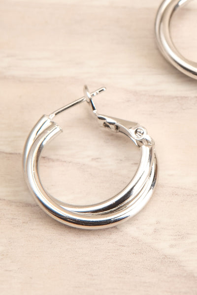 Visby Silver Twisted Hoop Earrings close-up | La Petite Garçonne