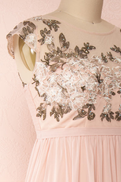 Viviette Blush Plus Size Gown | Robe Longue | Boutique 1861 side close-up