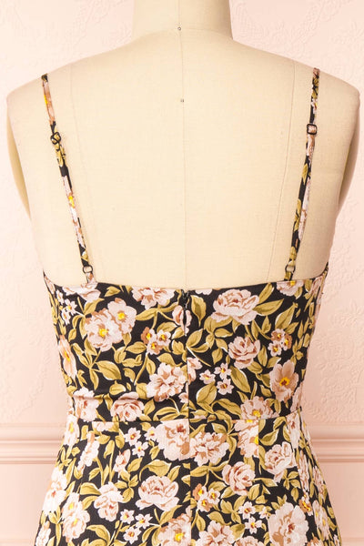 Vladlena Floral Chiffon Midi Dress | Boutique 1861 back close-up