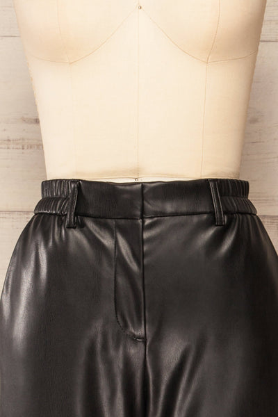 Vlasotince Faux Leather Straight Leg Pants | La petite garçonne front close-up