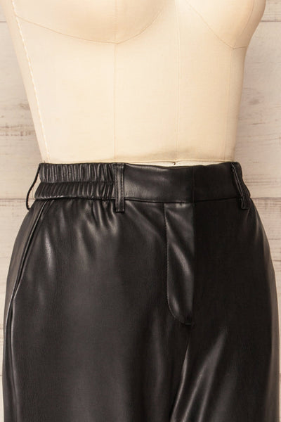 Vlasotince Faux Leather Straight Leg Pants | La petite garçonne side close-up