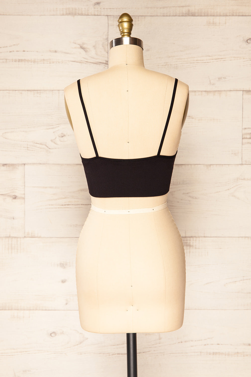 Vlora Black V-Neck Ribbed Bralette | La petite garçonne back view