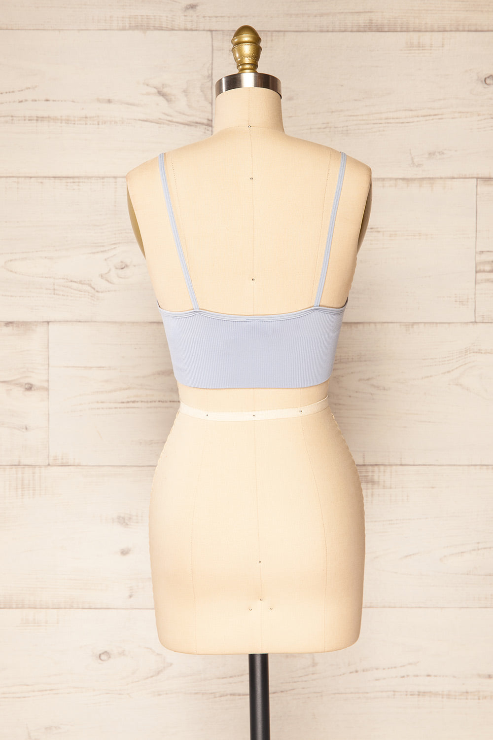 Vlora Blue V-Neck Ribbed Bralette | La petite garçonne back view 