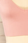 Vlora Pink V-Neck Ribbed Bralette | La petite garçonne fabric