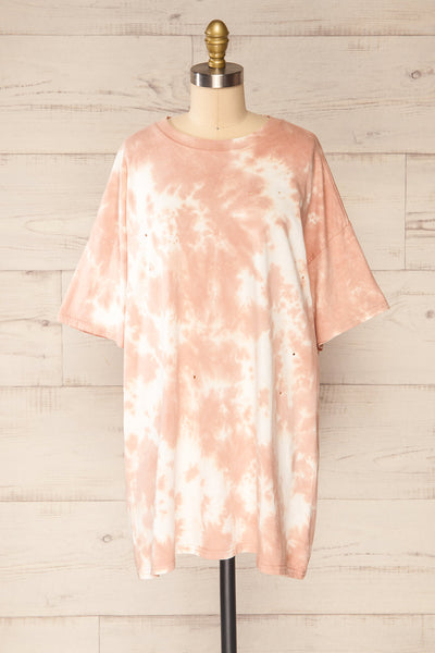 Vonna Pink Tie-Dye Oversized T-Shirt | La petite garçonne front view