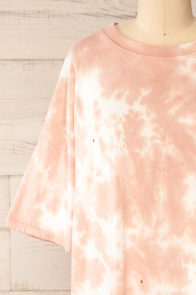 Vonna Pink Tie-Dye Oversized T-Shirt | La petite garçonne front close-up