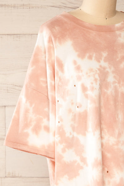 Vonna Pink Tie-Dye Oversized T-Shirt | La petite garçonne side close-up