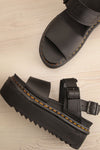 Voss Quad Black Hydro Leather Platform Sandals | La petite garçonne flay view