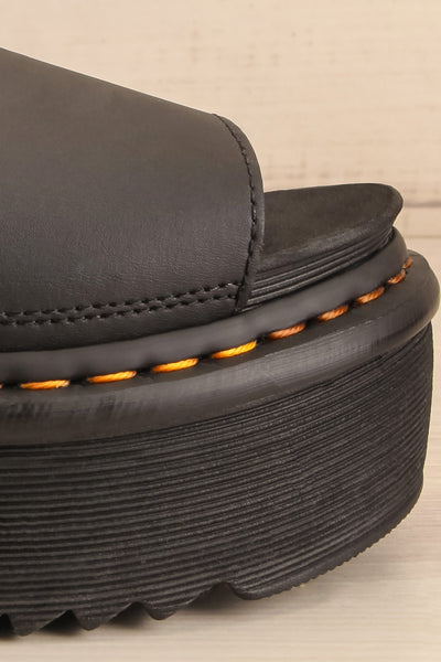 Voss Quad Black Hydro Leather Platform Sandals | La petite garçonne side close-up