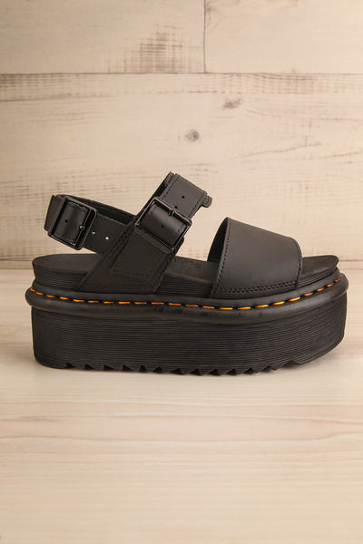 Voss Quad Black Hydro Leather Platform Sandals | La petite garçonne side view