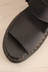 Voss Quad Black Hydro Leather Platform Sandals | La petite garçonne flat close-up