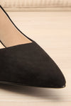 Vouvray Black Suede Pointed Toe Heels | La petite garçonne front close-up