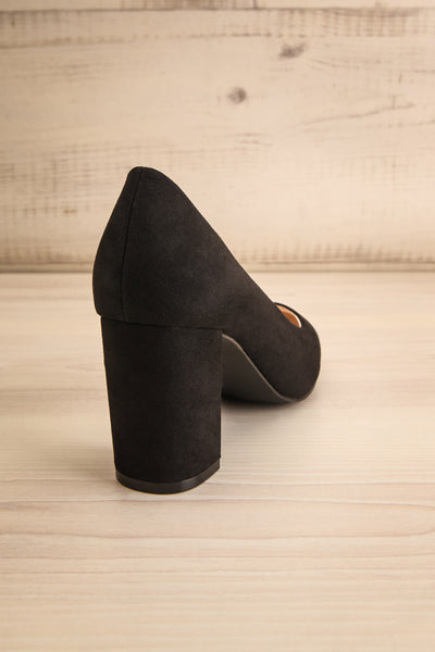 Vouvray Black Suede Pointed Toe Heels | La petite garçonne back view
