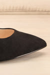 Vouvray Black Suede Pointed Toe Heels | La petite garçonne side front close-up