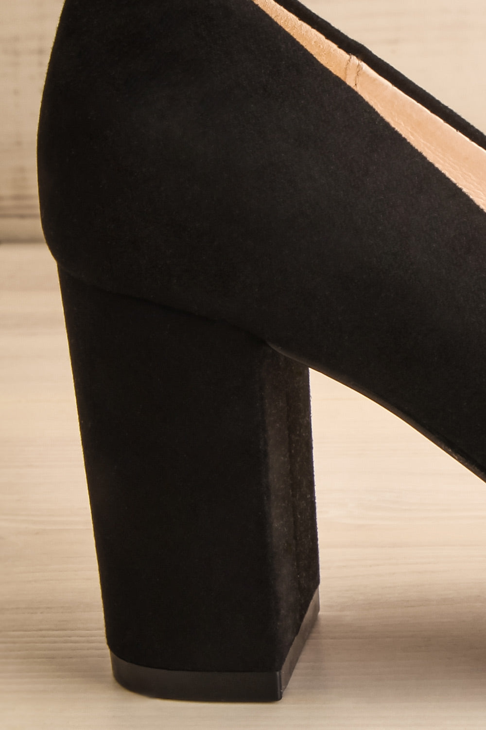 Vouvray Black Suede Pointed Toe Heels | La petite garçonne side close-up