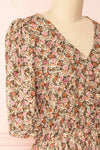 Vreni Floral V Neck Short Dress w/ Elastic Waist | Boutique 1861 side close-up