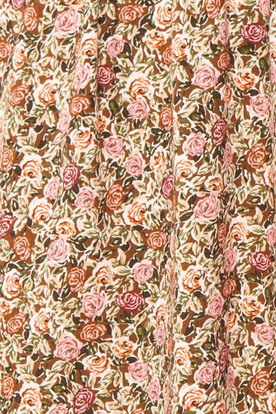 Vreni Floral V Neck Short Dress w/ Elastic Waist | Boutique 1861 fabric