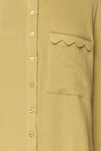 Vukovar Green Oversized Button-Up Shirt w/ Pocket | La petite garçonne fabric