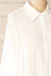 Vukovar White Oversized Button-Up Shirt w/ Pocket | La petite garçonne side close-up