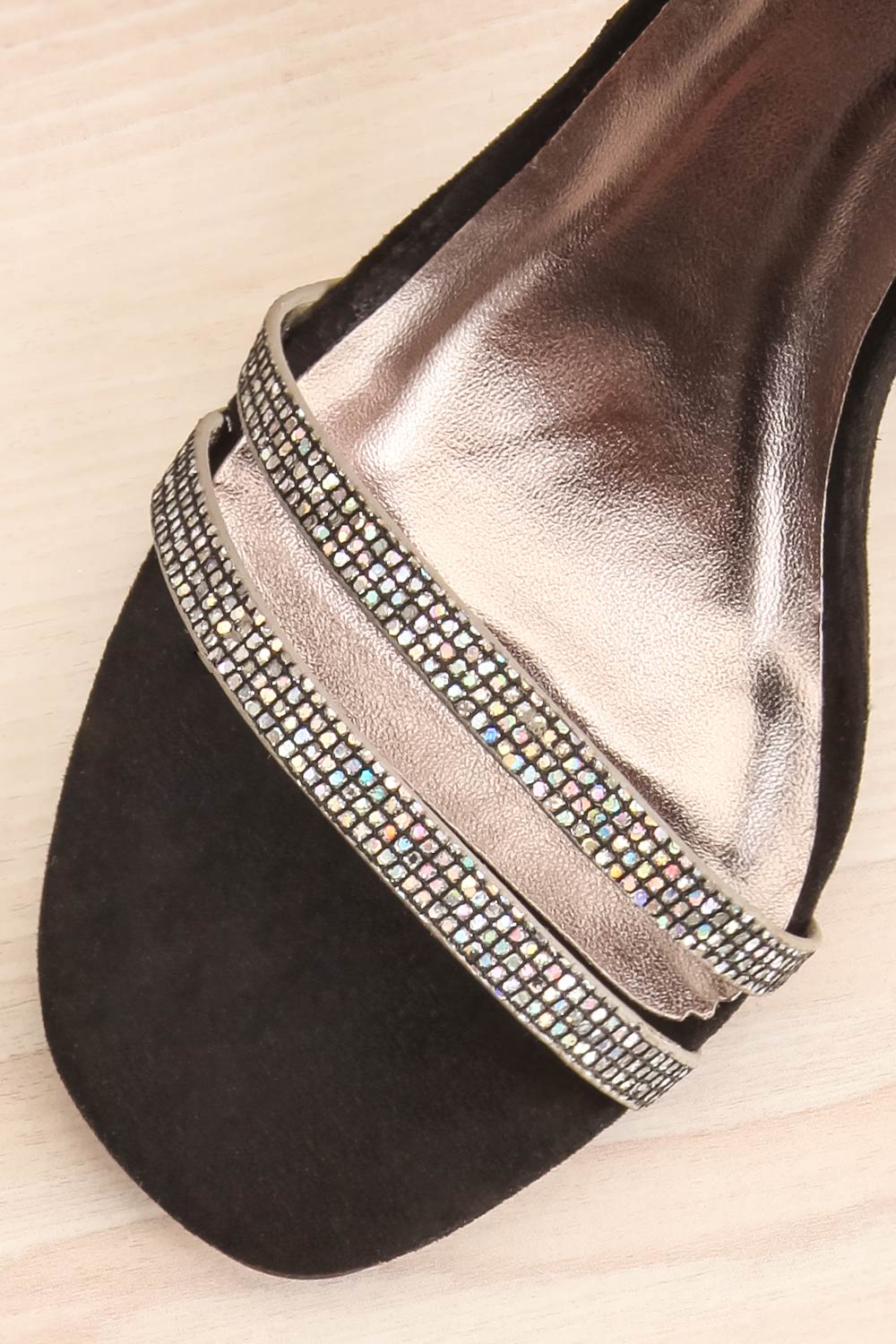 Vulpian Silver Glitter & Black High Heeled Sandals | La Petite Garçonne 2