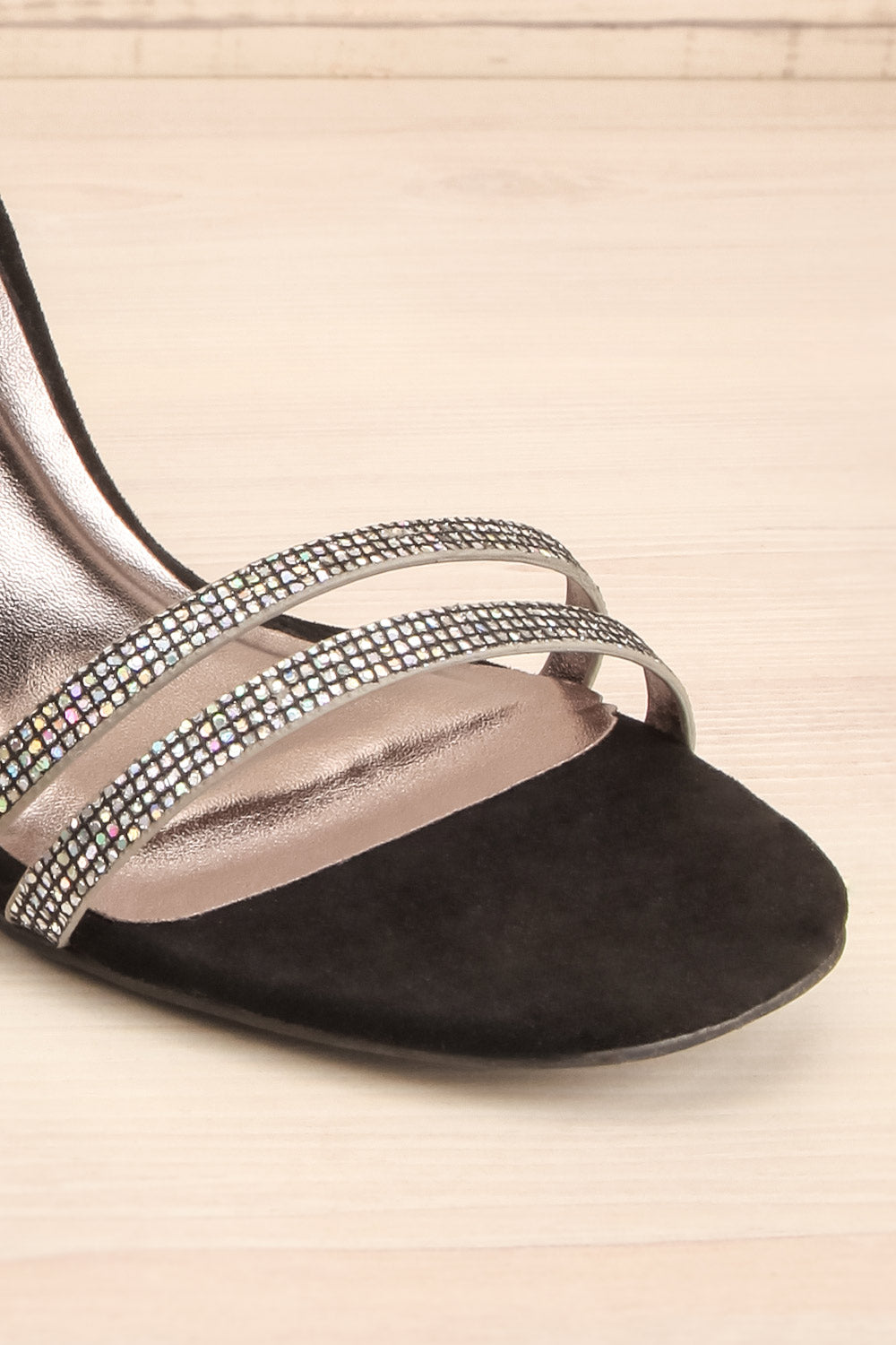 Vulpian Silver Glitter & Black High Heeled Sandals | La Petite Garçonne 4