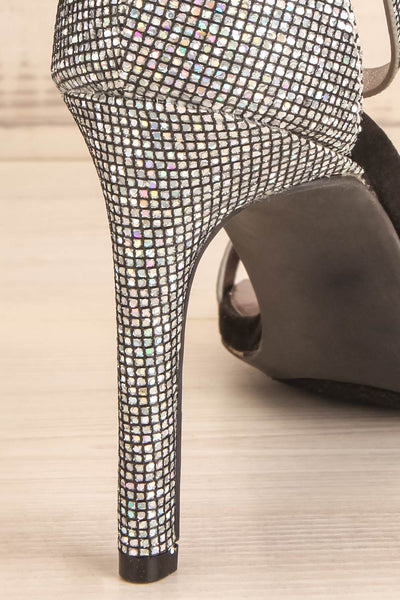Vulpian Silver Glitter & Black High Heeled Sandals | La Petite Garçonne 10