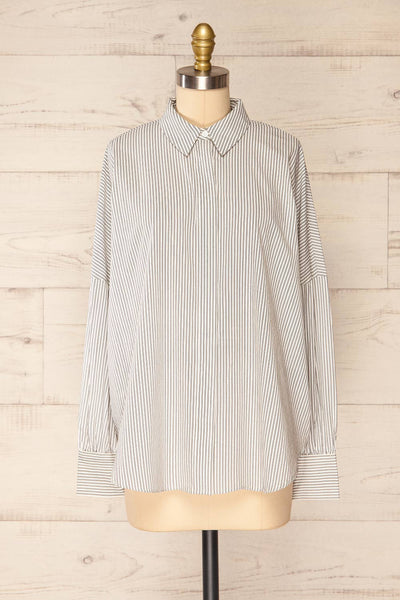 Vurtil Stripes Oversized Button-Up Shirt | La petite garçonne front view
