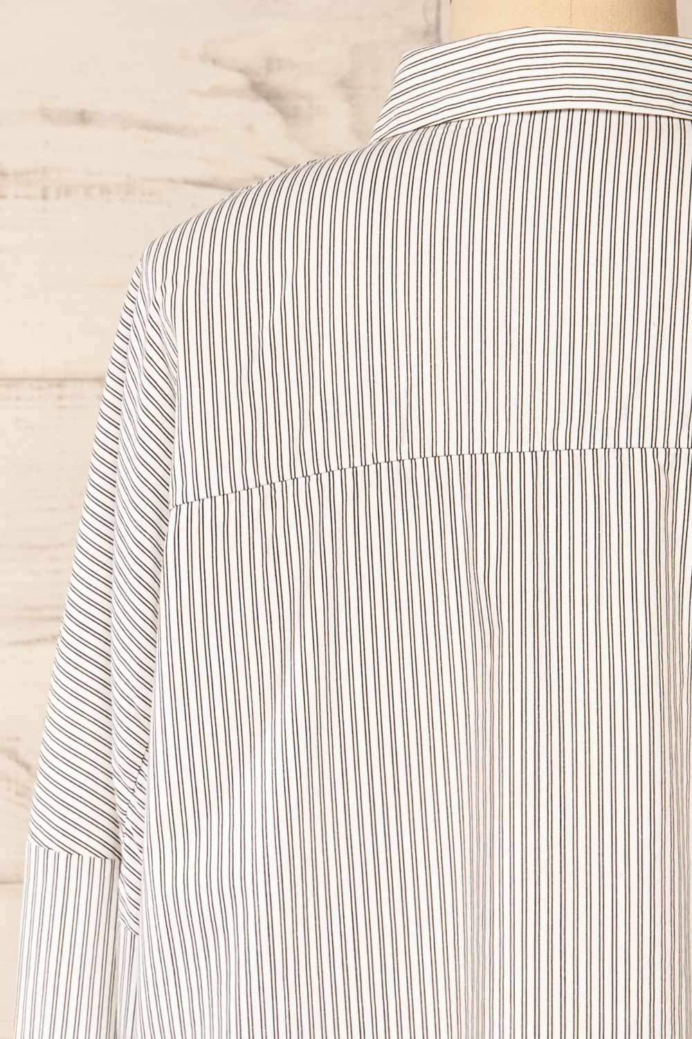 Vurtil Stripes Oversized Button-Up Shirt | La petite garçonne back close-up