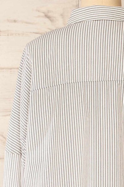 Vurtil Stripes Oversized Button-Up Shirt | La petite garçonne back close-up