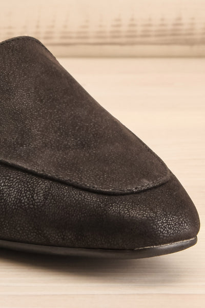 Wadigi Black Faux Suede Loafers | La petite garçonne front close-up