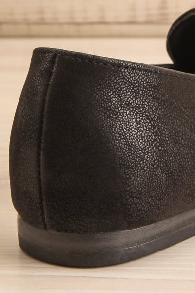 Wadigi Black Faux Suede Loafers | La petite garçonne back close-up