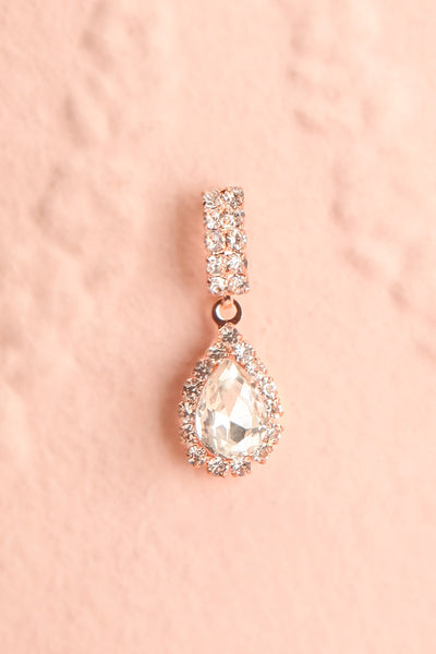 Wahia Rosegold Crystal Pendant Earrings | Boutique 1861 close-up