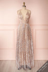 Waneta Glittery Beige Dress | Robe Beige | Boutique 1861 front  view
