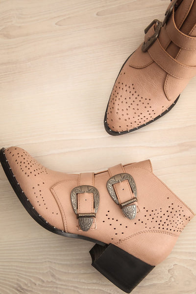 Wasco Beige Ankle Boots with Buckles | La Petite Garçonne