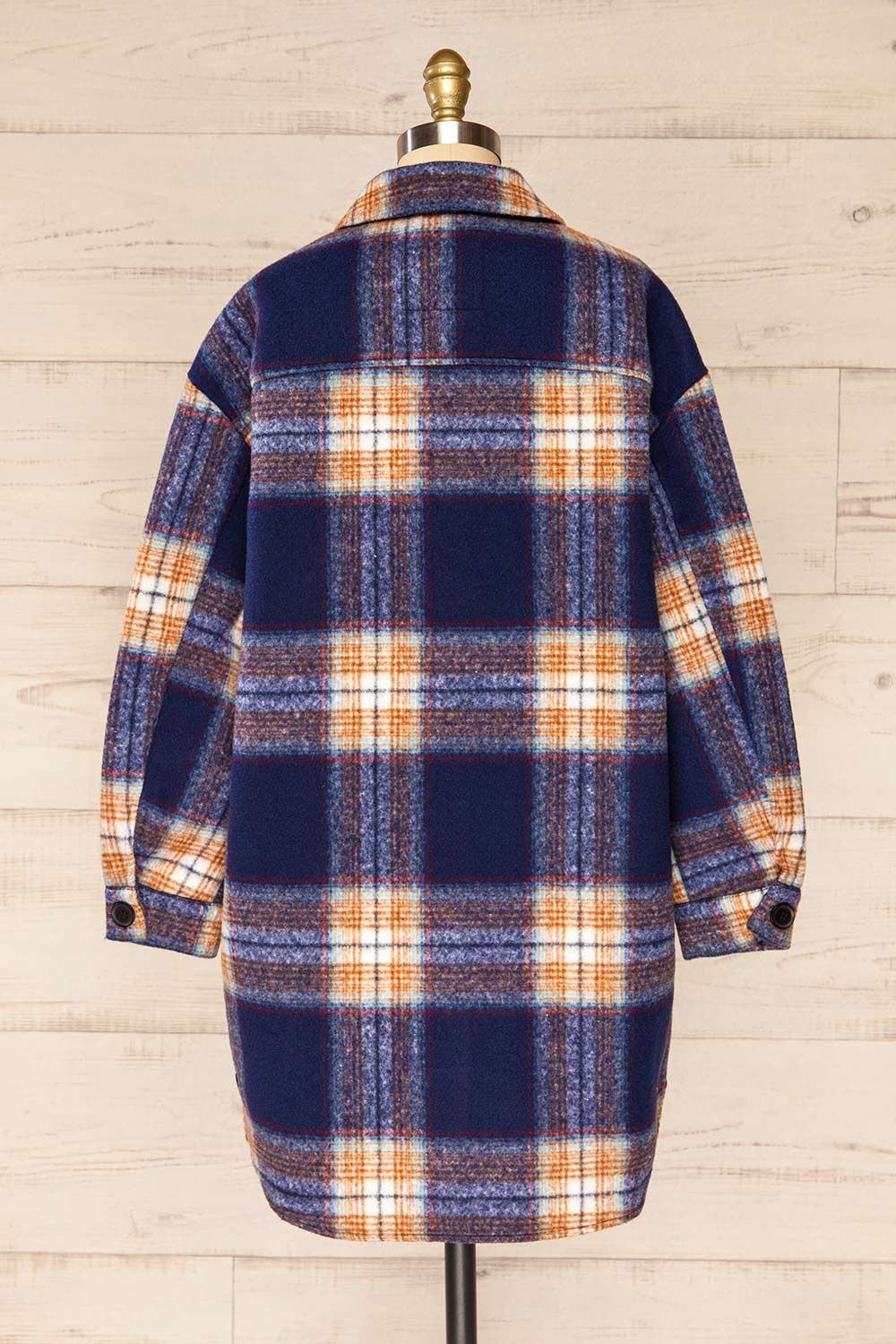 Wellor Blue Oversized Plaid Shirt Jacket | La petite garçonne back view