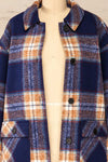 Wellor Blue Oversized Plaid Shirt Jacket | La petite garçonne open close-up