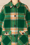 Wellor Green Oversized Plaid Shirt Jacket | La petite garçonne front close-up