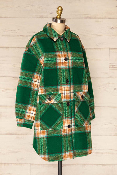 Wellor Green Oversized Plaid Shirt Jacket | La petite garçonne side view