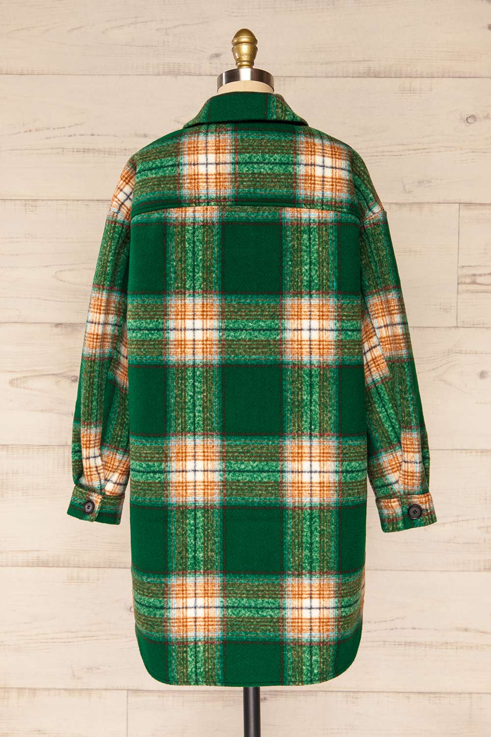 Wellor Green Oversized Plaid Shirt Jacket | La petite garçonne back view