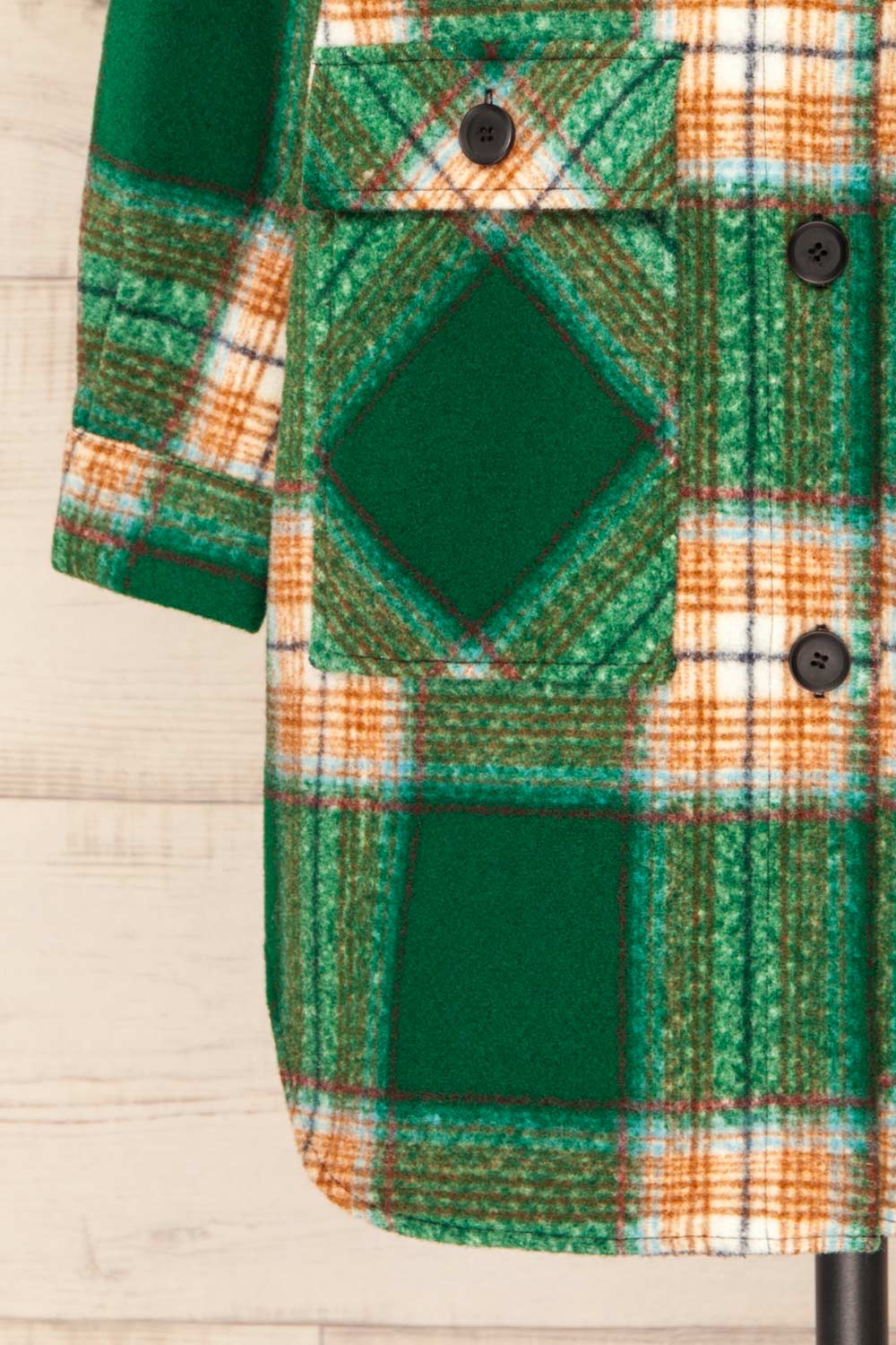 Wellor Green Oversized Plaid Shirt Jacket | La petite garçonne sleeve 